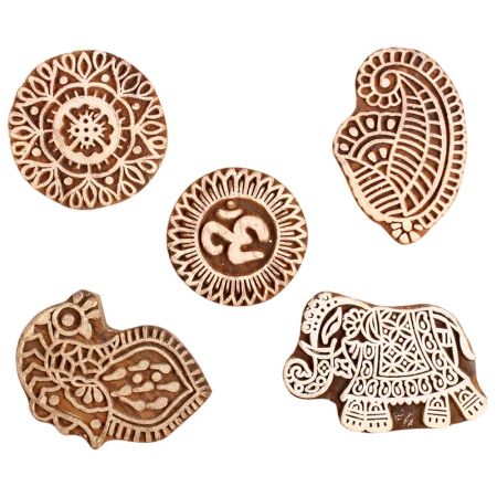 Set of 5 Piece New Mix Wooden Printing Block